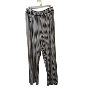 Robert Louis Black White Striped Wide-Leg Pants XL